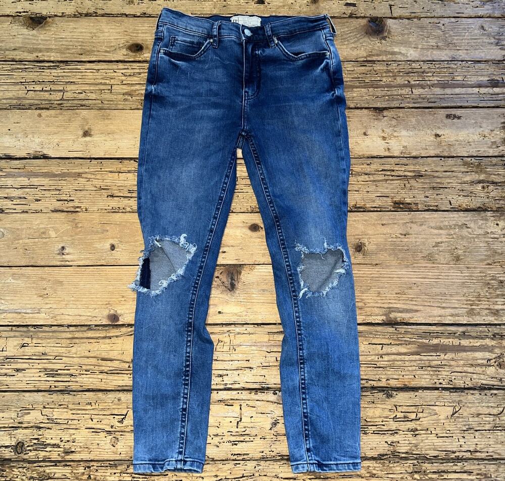 Free People Women’s Size 28 Blue Denim Skinny Knee Cut Out Jeans